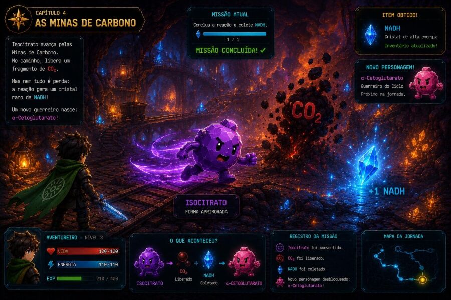Imagem O-CO₂-é-liberado-NADH-é-coletado-e-α-Cetoglutarato-fortalece-sua-jornada